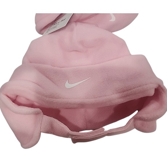 Nike Kids Pink Fleece 2 Piece Set Hat Mittens Baby Toddler - Picture 2 of 3
